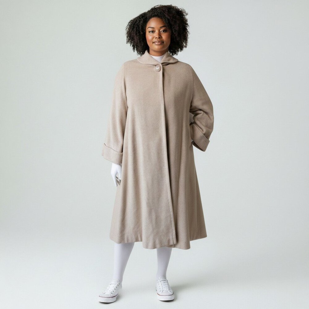 NWT Rothmoor Roth-form Overcoat Beige Cashmere Silky Interior Lining Size L